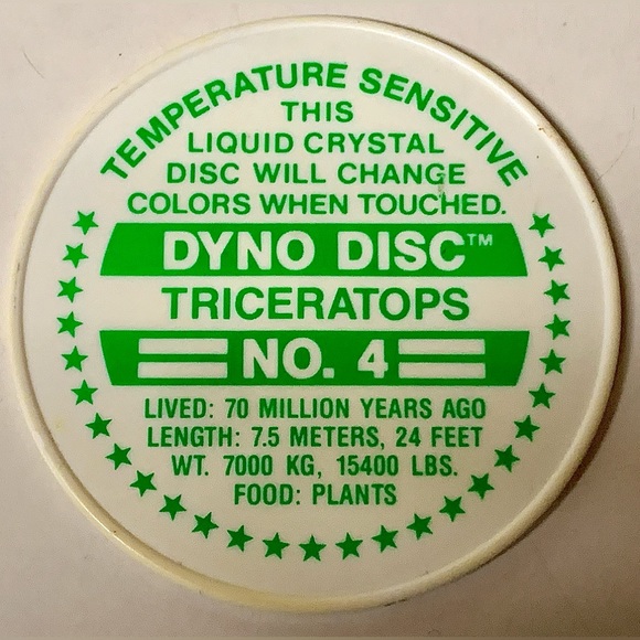 1980s Vintage Triceratops Dinosaur Thermal Heat Activated DYNO DISK - Picture 3 of 9